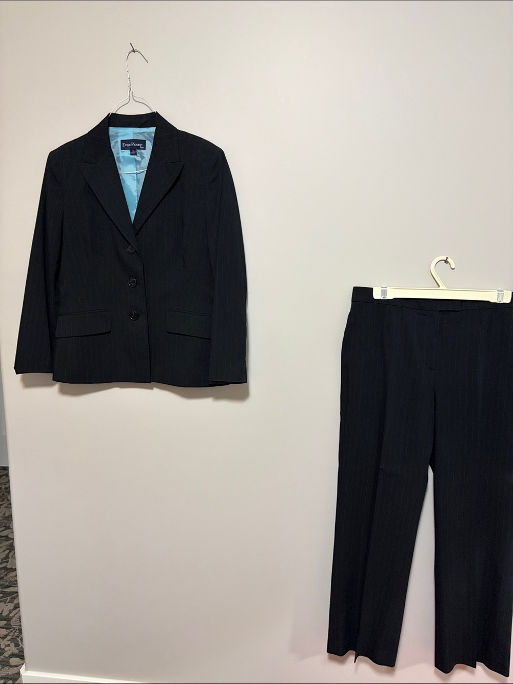 Evan Picone Black Pinstripe Women's Suit Jacket & Trousers